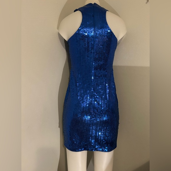 royal blue sequined sz 6 women’s short cocktail dress, party, gala - Picture 5 of 11